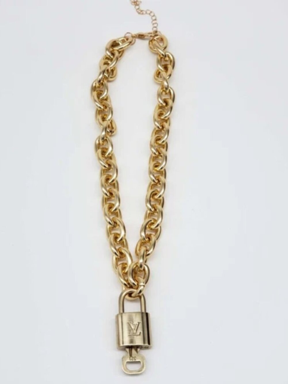 Gold-Plated Necklace with Authentic Louis Vuitton Padlock